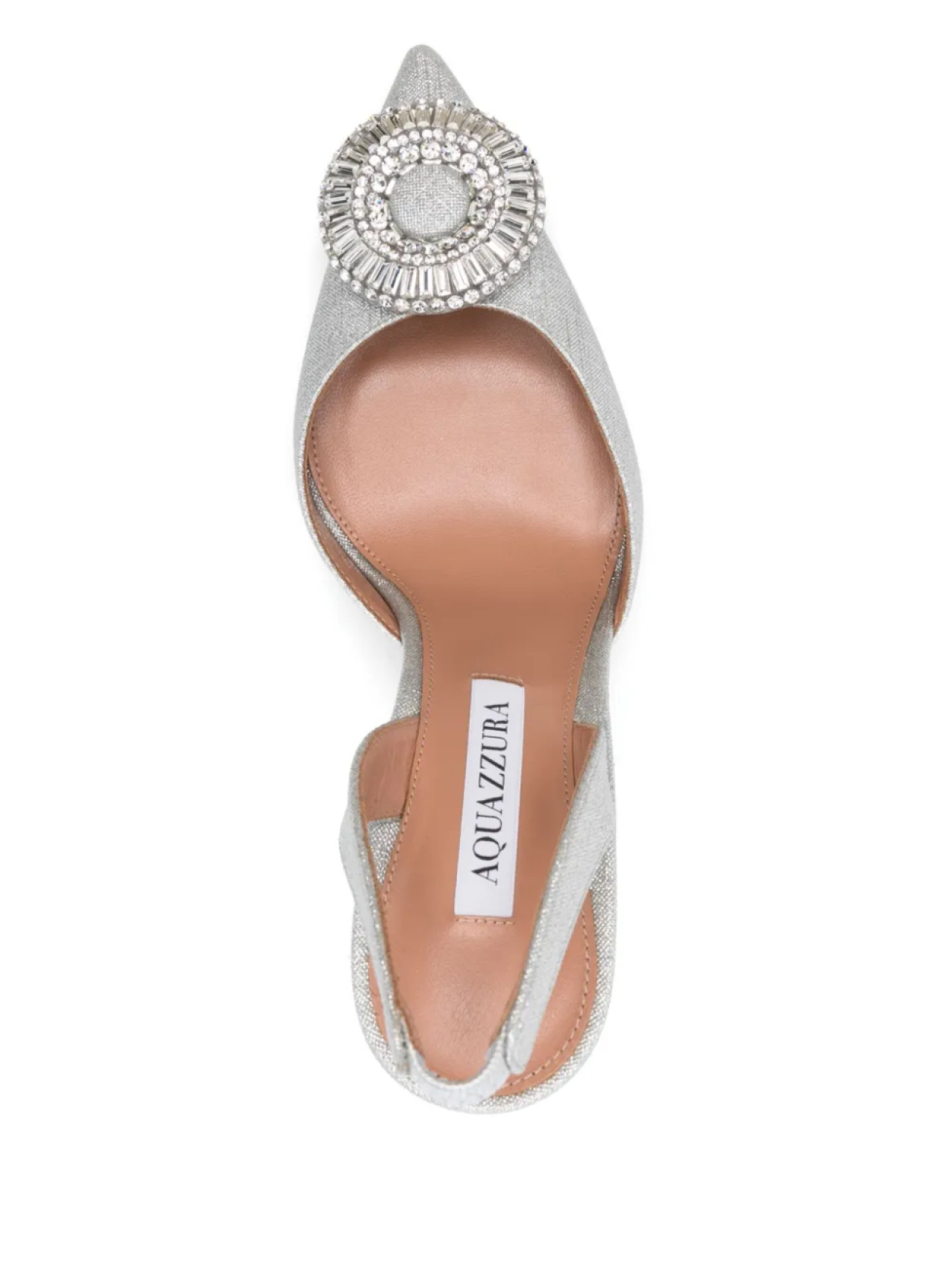 Aquazzura туфли Crystal Hoop Sling 105 с кристаллами, серебряный — фото 4