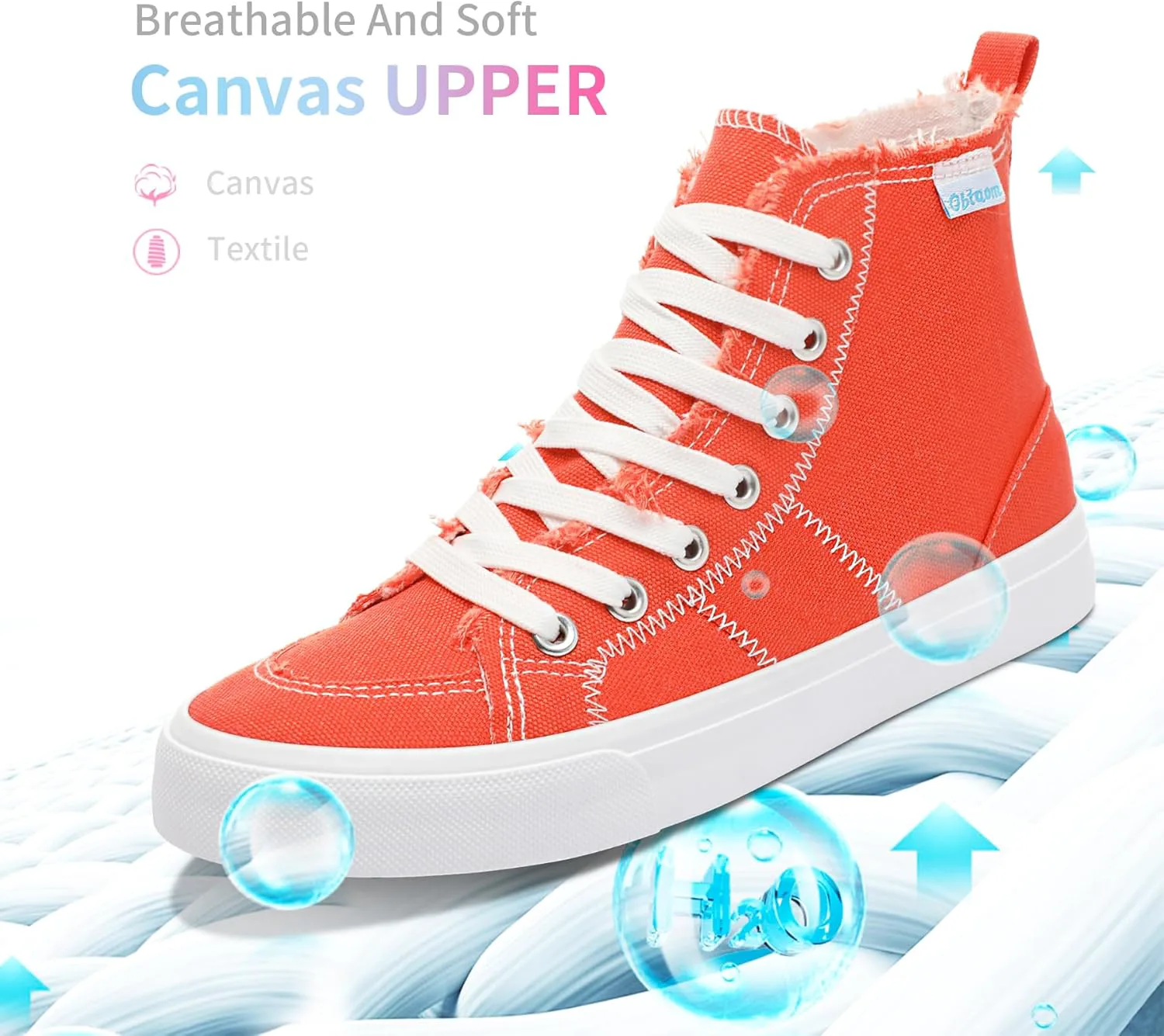 

Женские/мужские высокие кеды Obtaom на средней голени, модные повседневные кроссовки с шнуровкой, из потертого холща, оранжевый