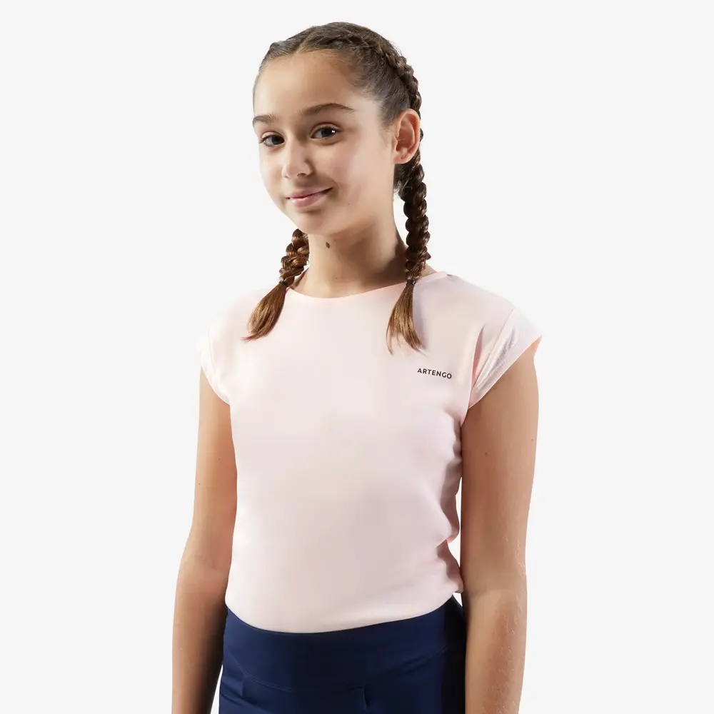 Decathlon Детская футболка светло-персиково-розового цвета — фото 4