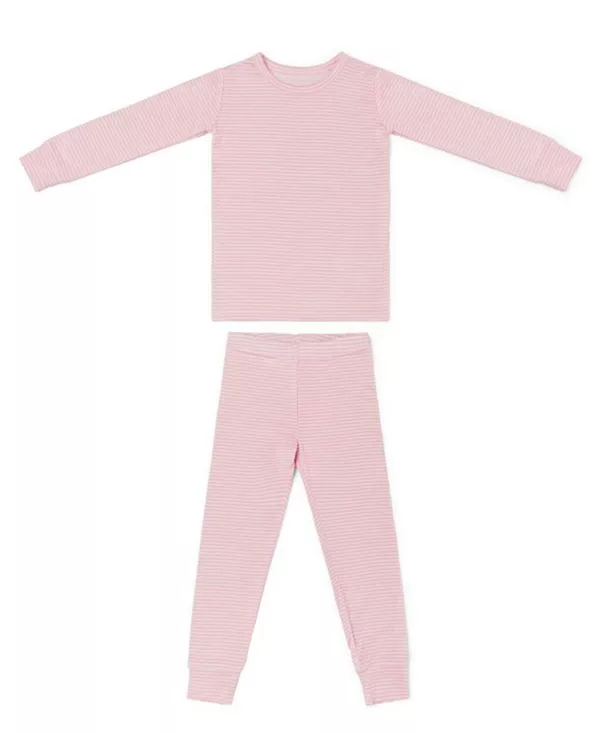 

Пижамный комплект для девочек в полоску с пионами - для малышек. Motette, розовый