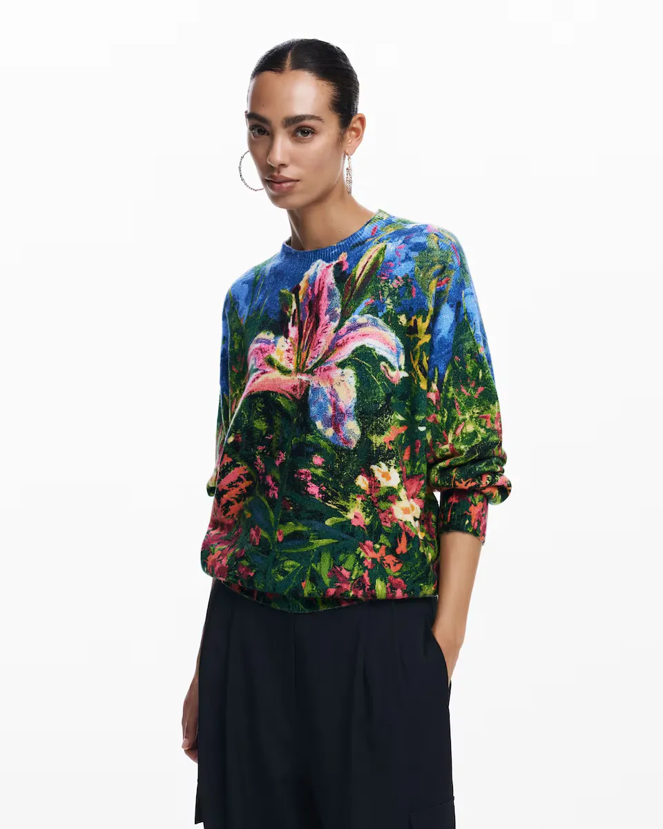

Толстый женский свитер цвета орхидеи Desigual, мультиколор