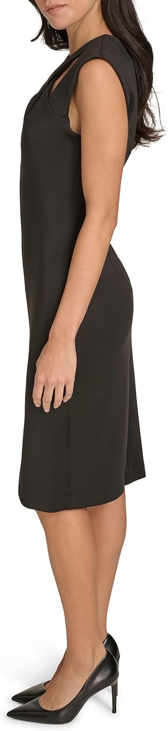 Женское базовое платье-футляр Calvin Klein с перекрещивающимся вырезом, Black — фото 3