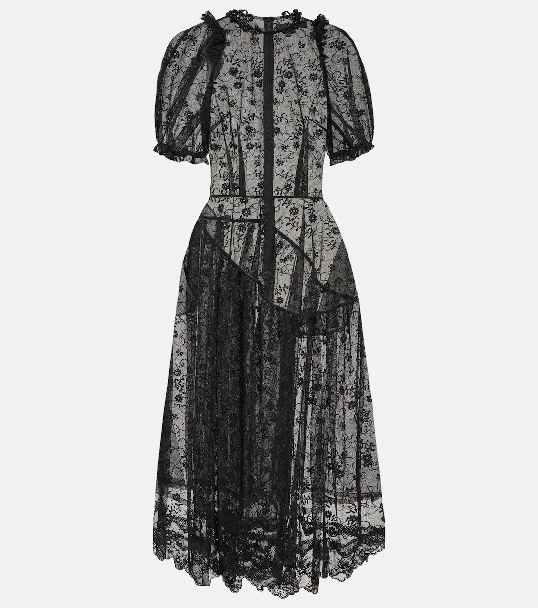 

Украшенное кружевное платье миди Simone Rocha, черный
