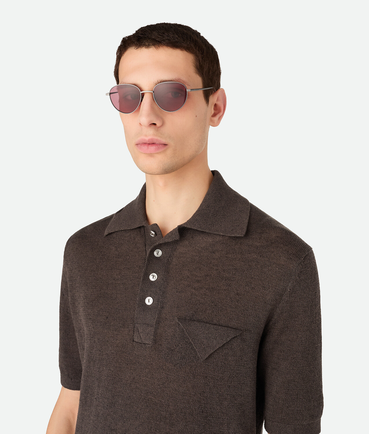 Intrecciato panthos sunglasses BOTTEGA VENETA, красный/рутений — фото 2