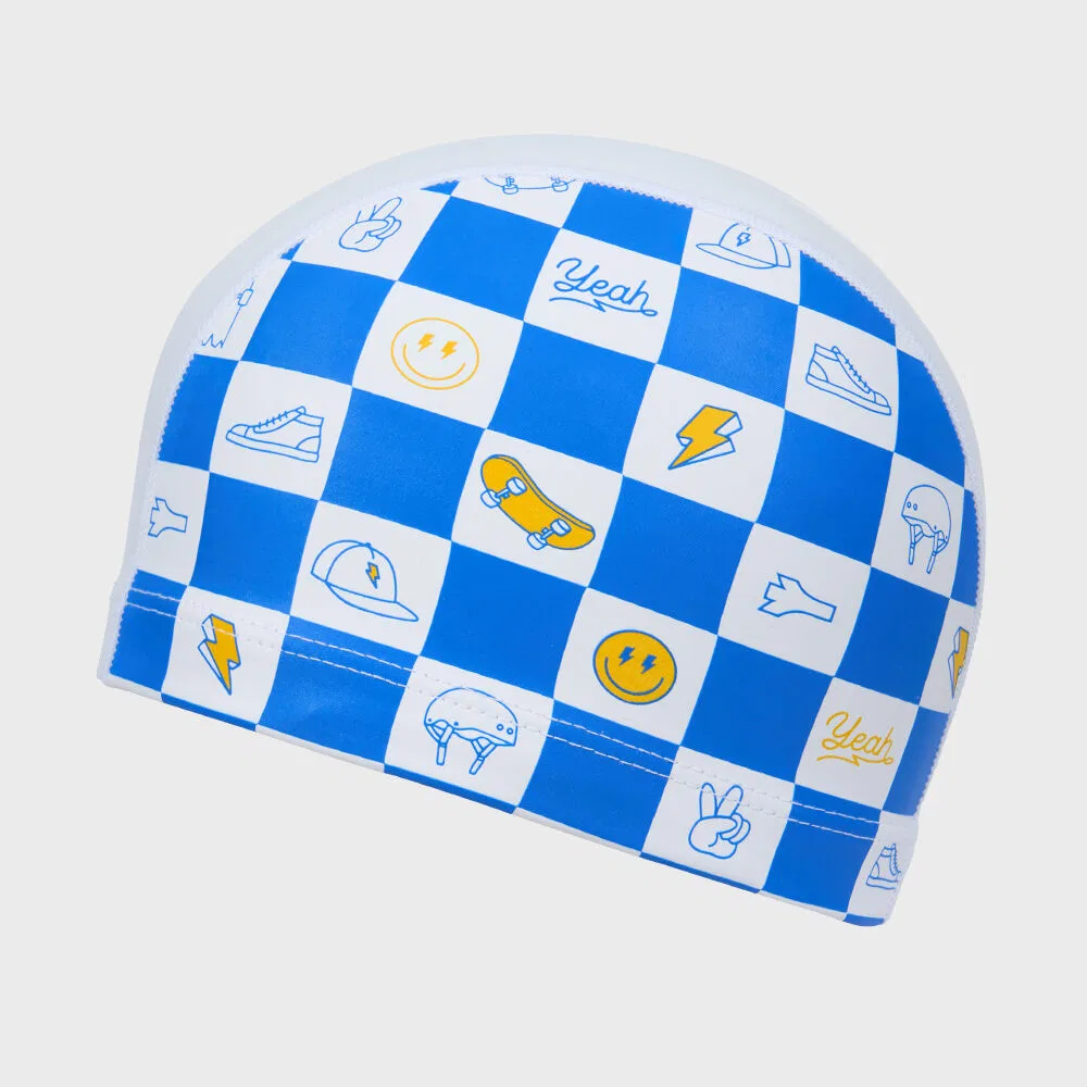 Детская шапочка для плавания Checkerboard Icon PU, белая, от Renomaswim