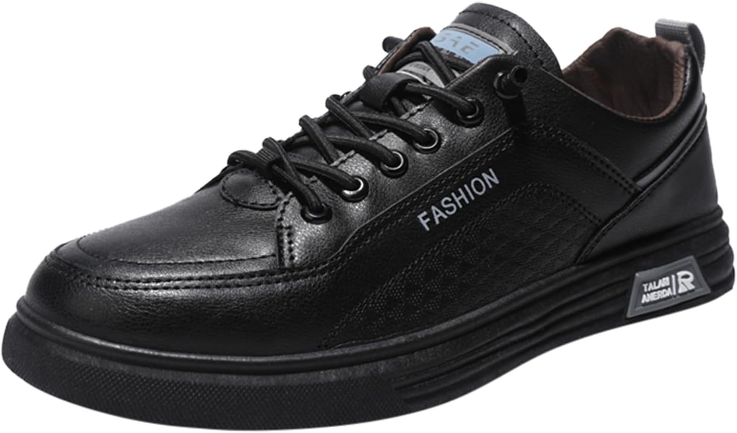 

Мужские прогулочные кроссовки Удобные с отделкой из ПУ кожи, с амортизирующей мемори-пеной, дышащие, модные, с противоскользящей подошвой, поддержкой свода стопы, для тренировок и тенниса, широкий размер Generic, черный