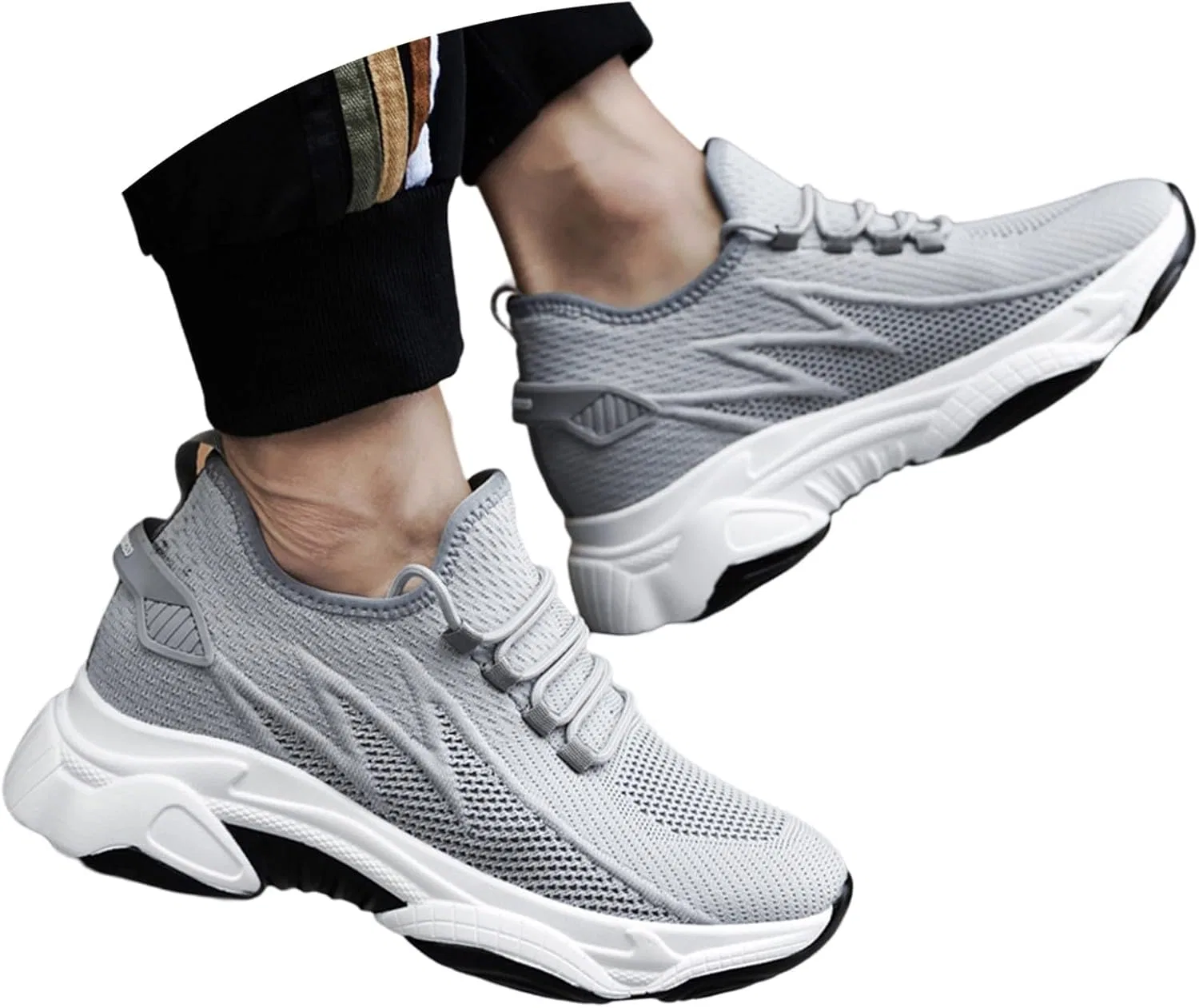 Обувь Elevate Shoes: мужская обувь, визуально увеличивающая рост - сетчатые кроссовки, легкие кроссовки для бега, обувь для ходьбы, обувь, увеличивающая рост Bastwahl, Grey 6 Cm — фото 2