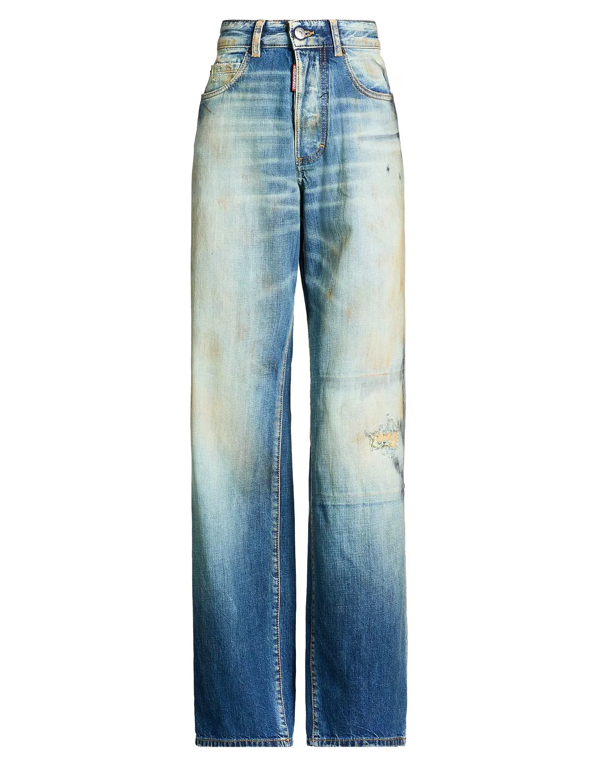 Джинсы прямого кроя с потертостями DSQUARED2 синие