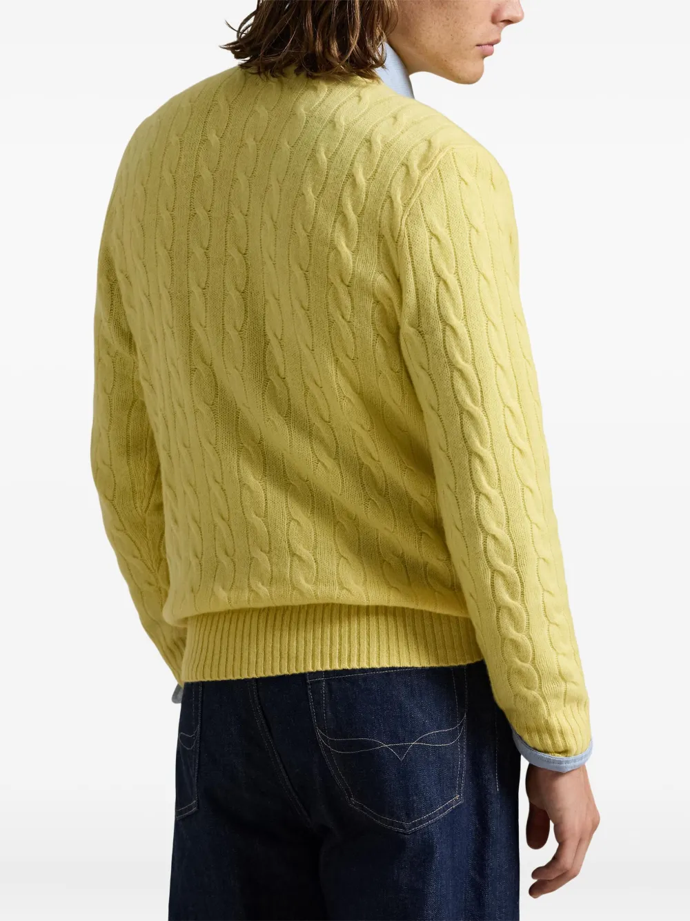 Свитер косой вязки POLO RALPH LAUREN, желтый — фото 4