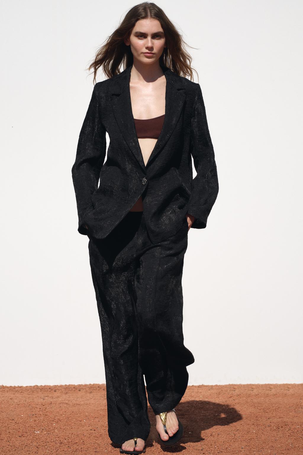 

Блейзер из мятой органзы ZARA, черный
