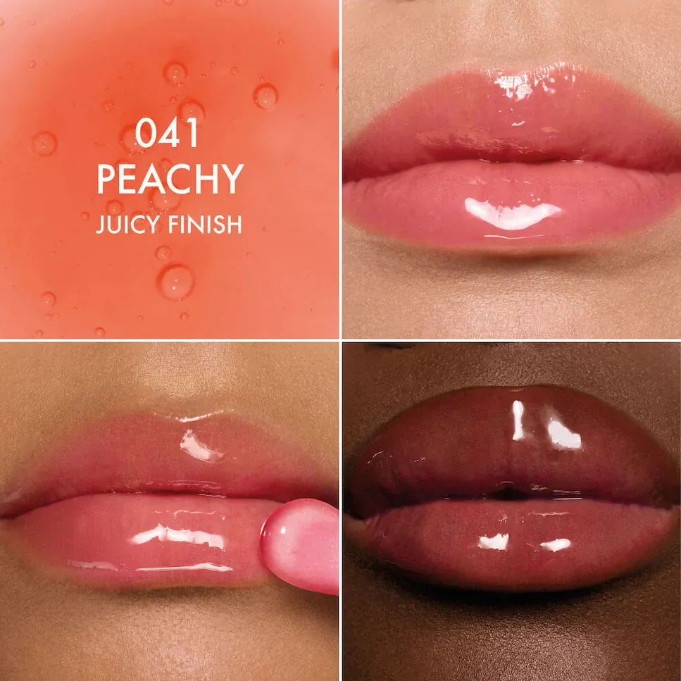 Addict Lip Glow Oil Увлажняющее масло для губ на 24 часа - 3 ультраблестящих финиша Dior, 041 Peachy — фото 4