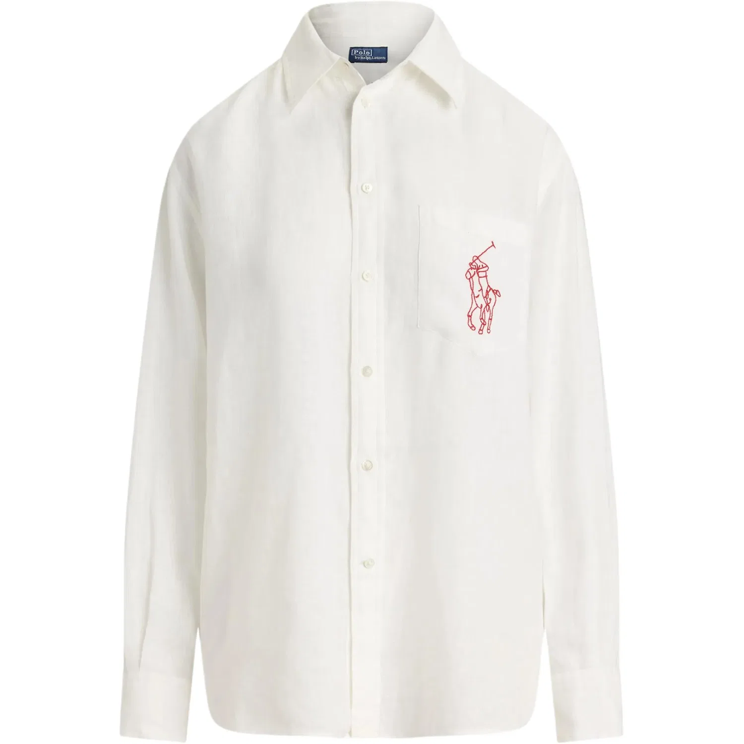 Рубашка из льна оверсайз с вышивкой Polo Ralph Lauren, White