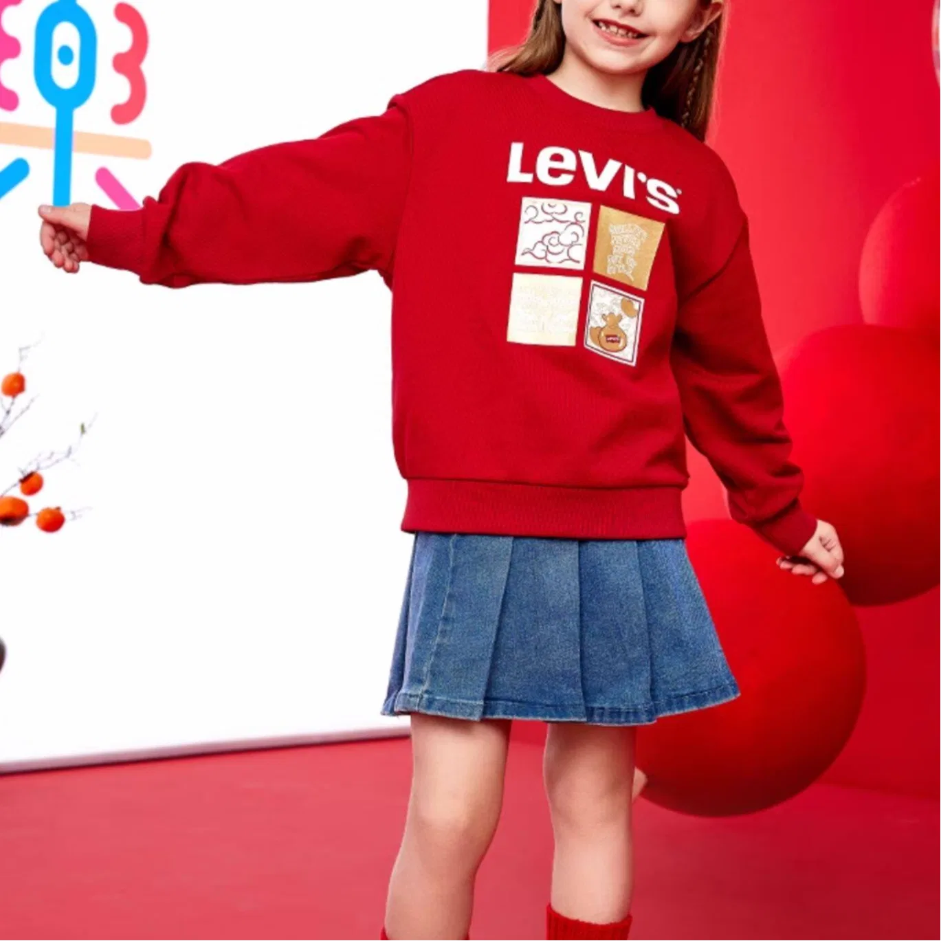Детский свитшот с круглым вырезом Levis, Pepper Red — фото 3