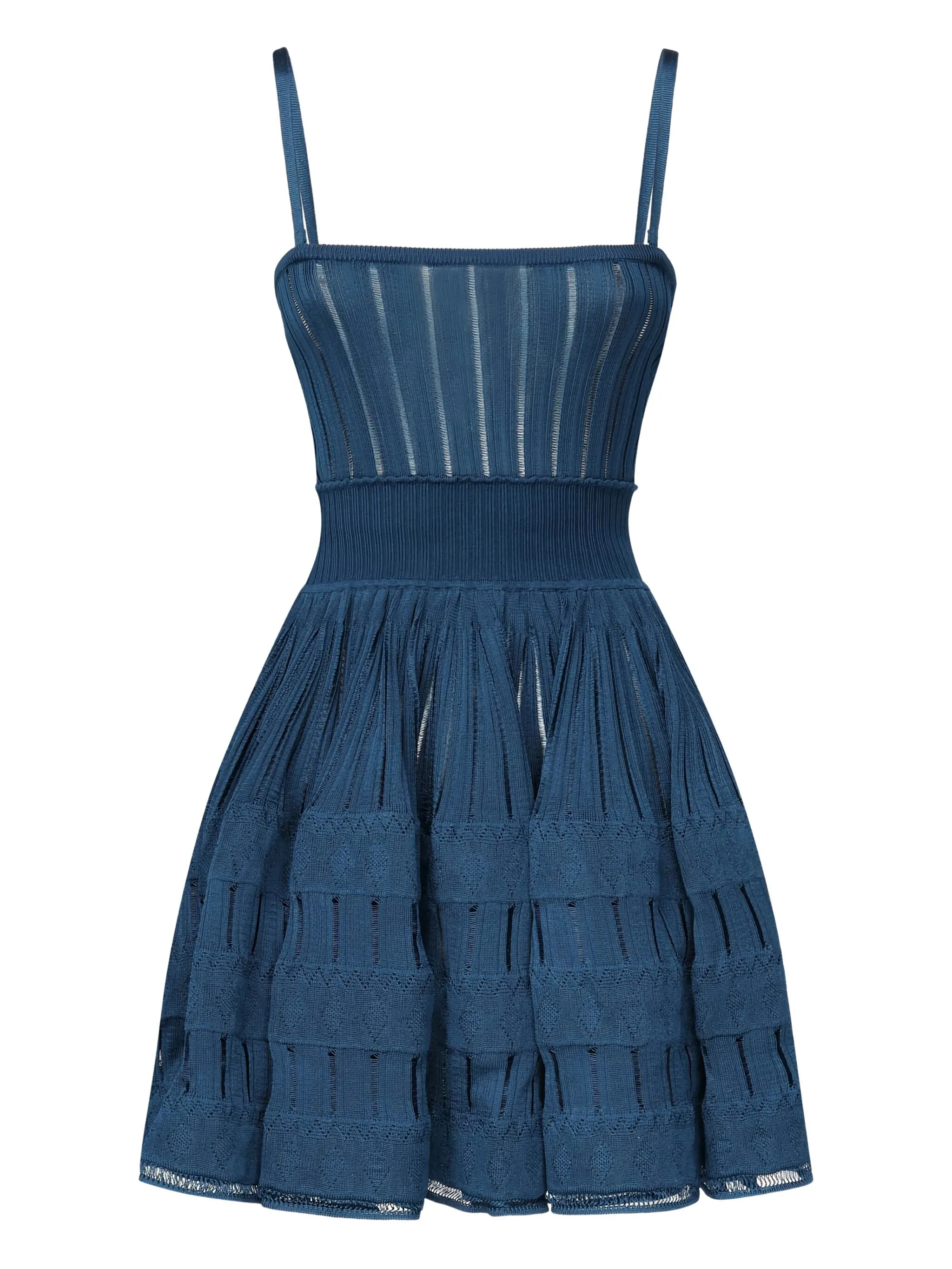 

Расклешенное платье в рубчик Alaïa, синий