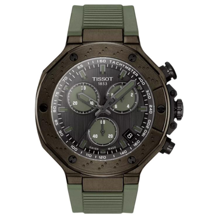 

TISSOT Мужские часы с кварцевым механизмом, 45 мм, серый циферблат, корпус из нержавеющей стали с PVD-покрытием, силиконовый ремешок