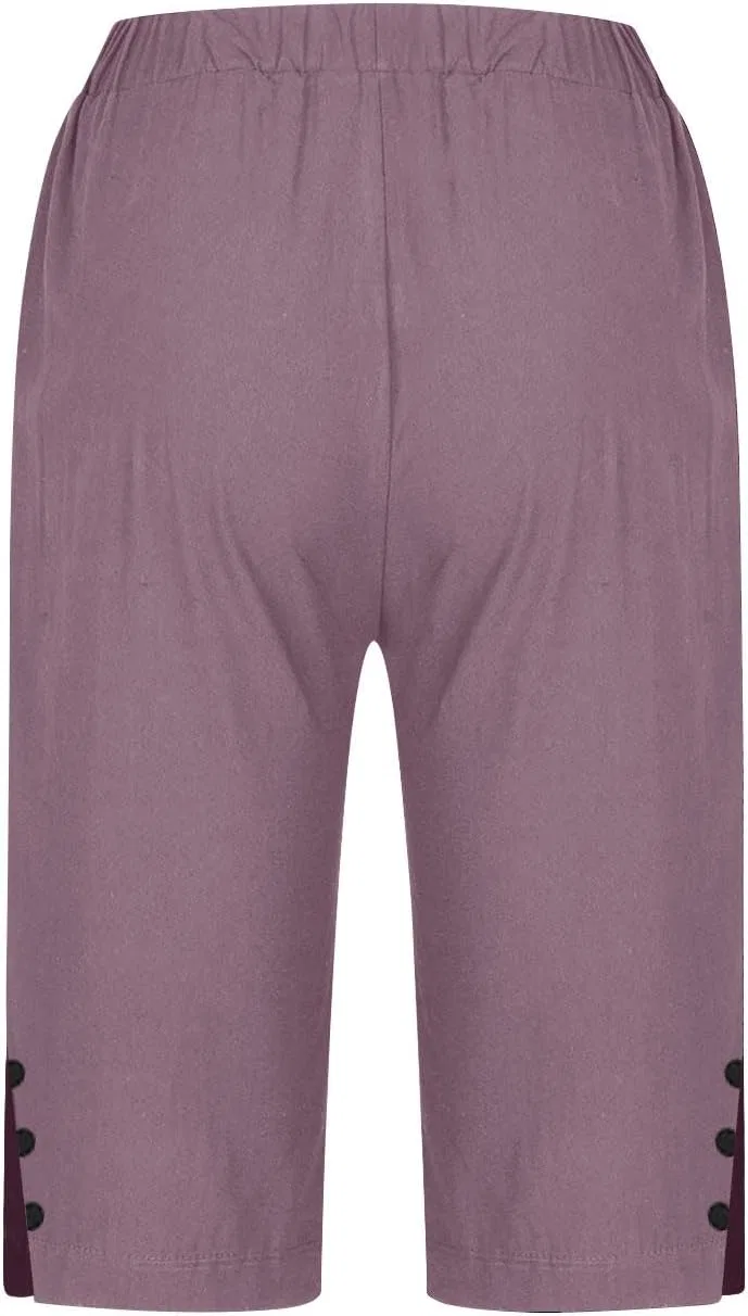 Шорты бермуды женские из хлопка и льна, Purple — фото 4