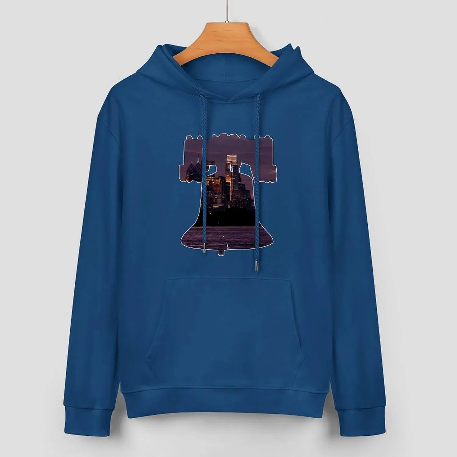 Мужские хлопковые толстовки Philadelphian Bell Night View Fashion Hoodies с карманом — фото 3