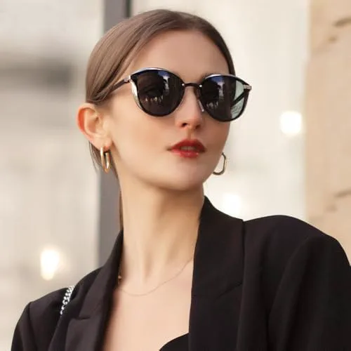 

2026 2024 Поляризованные солнцезащитные очки для женщин, элегантные солнцезащитные очки для дам, защита UV400, модные очки «кошачий глаз» MTZJH, C03 Blue