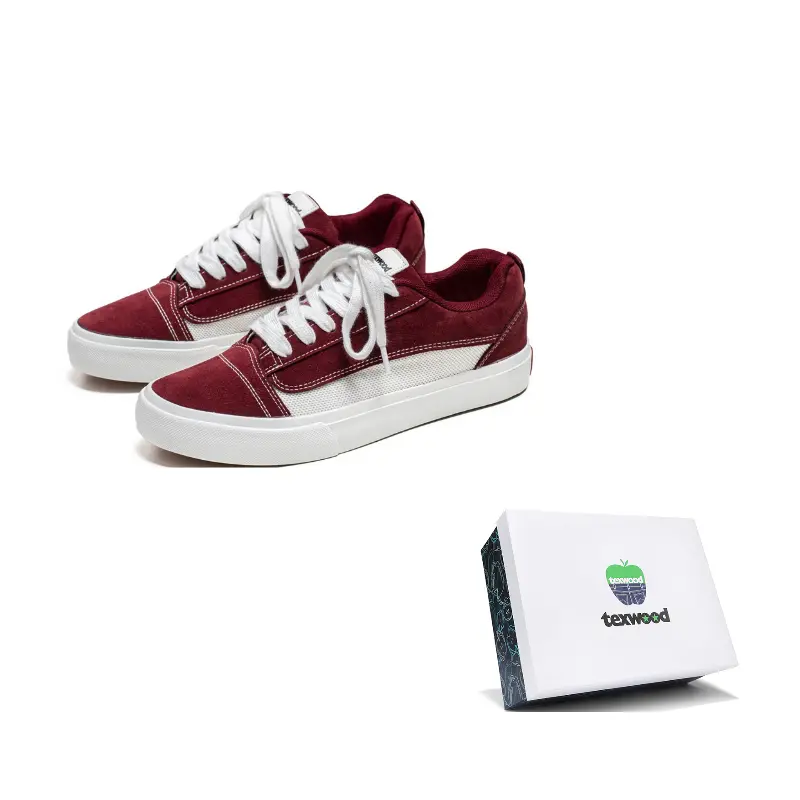 

TEXWOOD Кроссовки для скейтбординга мужские низкие с защитой от ударов и устойчивостью бордовые, цвет Burgundy