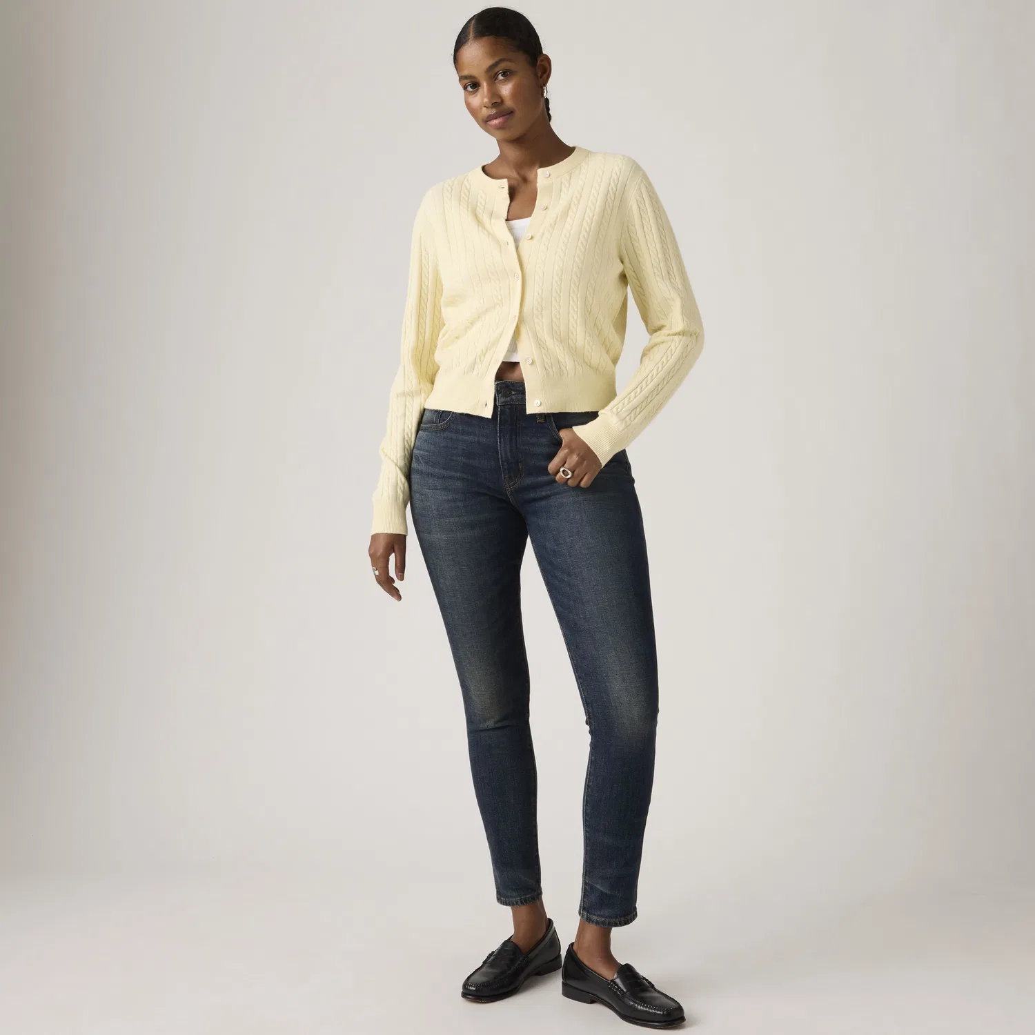 721 Джинсы Candiani с зауженными штанинами и высокой посадкой, женские Levi's, Dark Wash