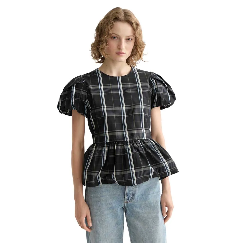 

Блузка Scotch & Soda Cap Taffeta Peplum short sleeve, черный