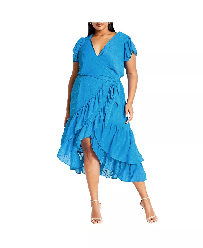 

Платье миди с рюшами Plus Size Midi Frill Dee Tiered Dress CITY CHIC, синий
