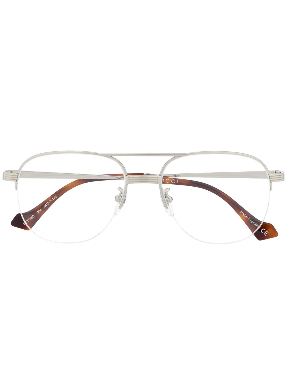 

Очки-пилоты с двойным мостом Gucci Eyewear, серебяный