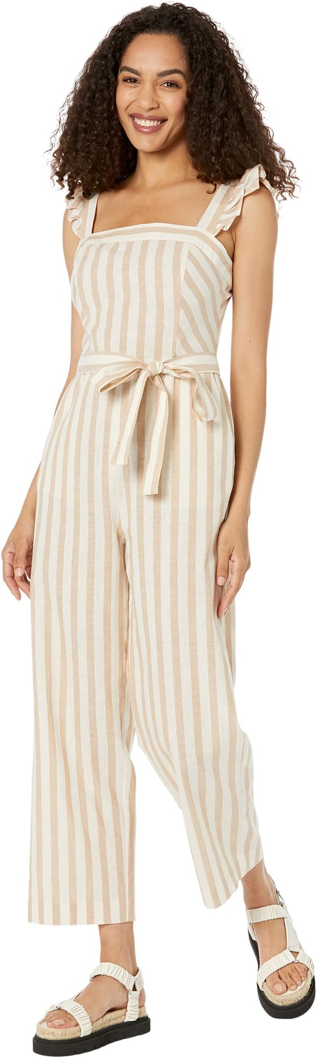 

Комбинезон Draper James Tie Waist Jumpsuit in Cabana Stripe, кэмел