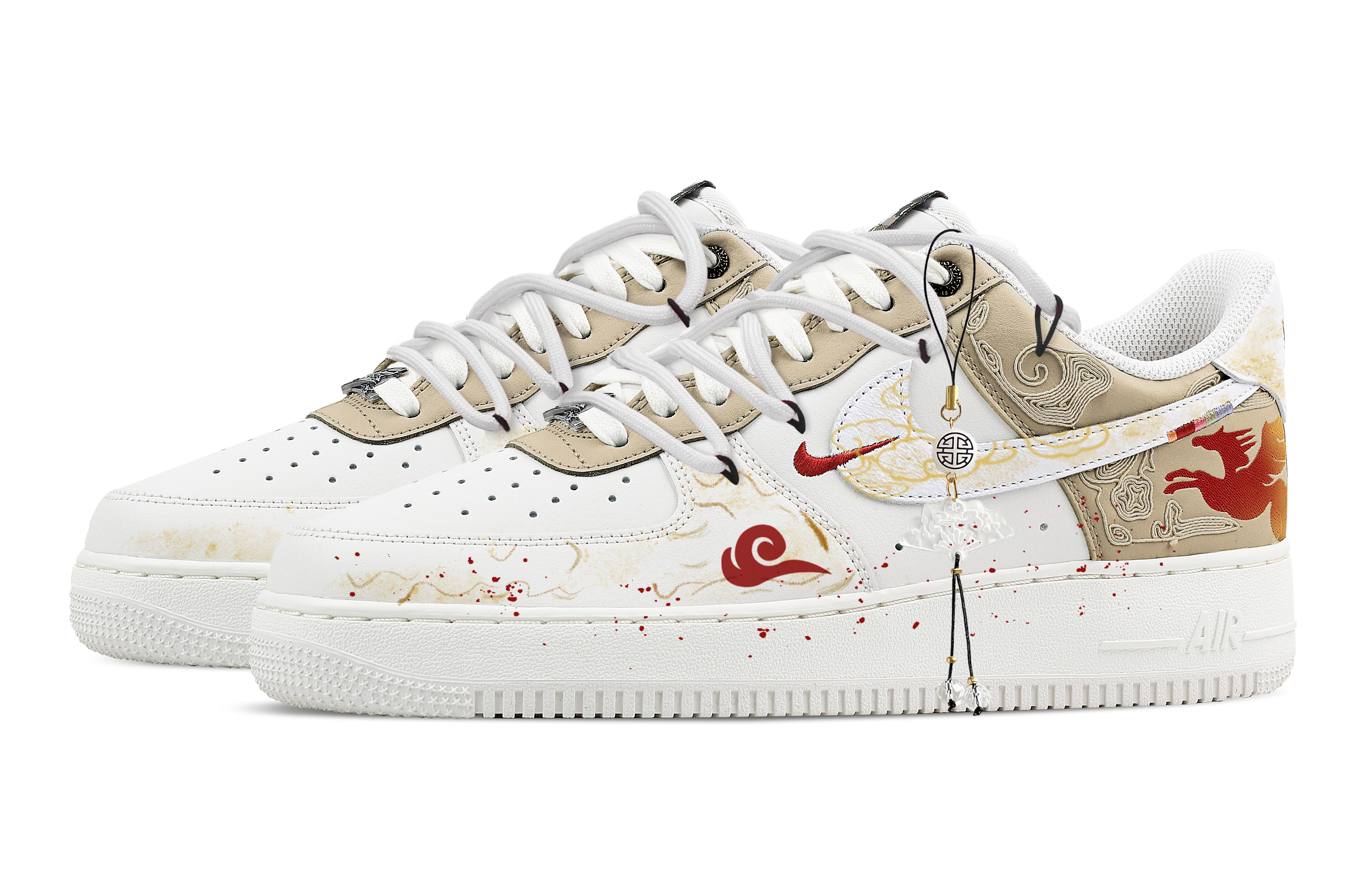Nike Кроссовки Air Force 1 Galloping River Leather Breathable низкие для скейтбординга мужские Ecru — фото 4