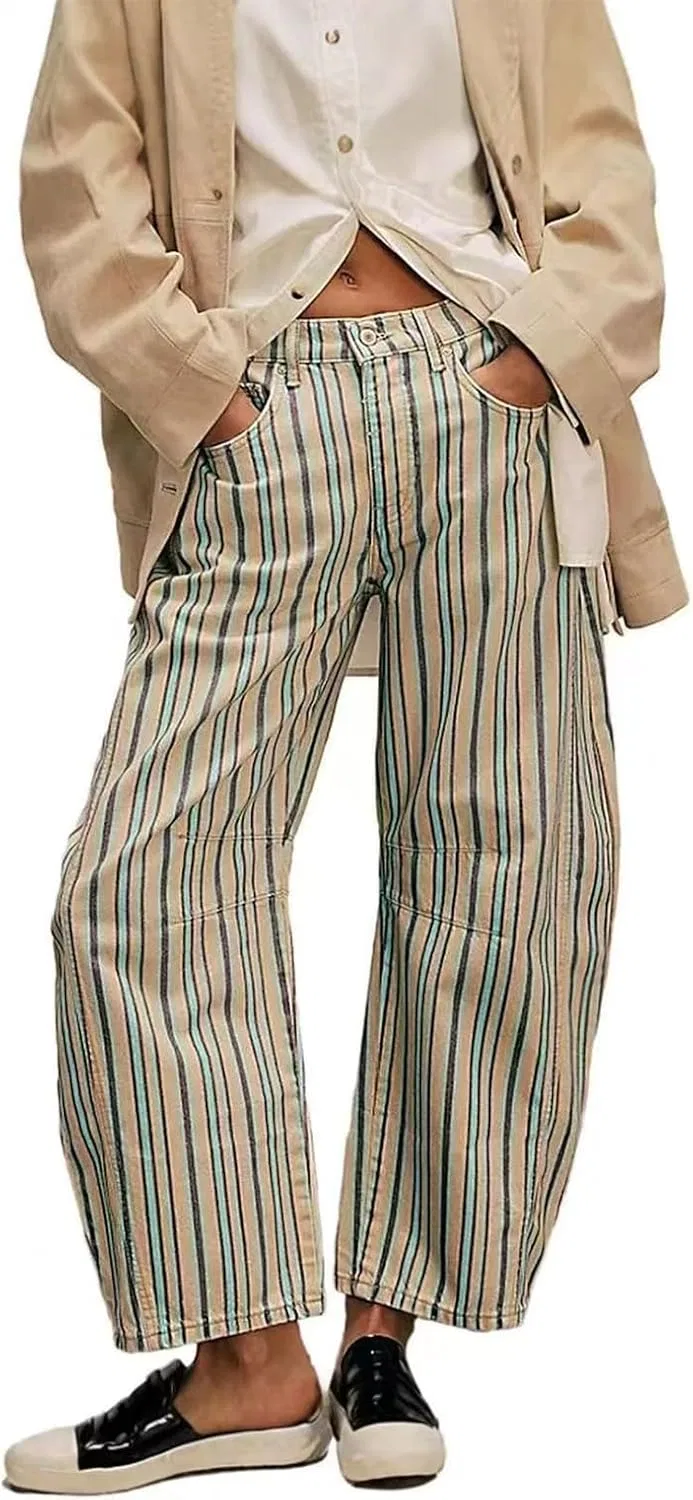 Джинсы с принтом, Y2K, Striped