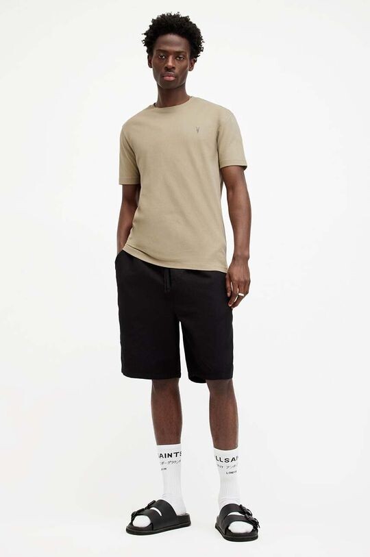 Хлопковая футболка BRACE SS CREW AllSaints, коричневый — фото 4