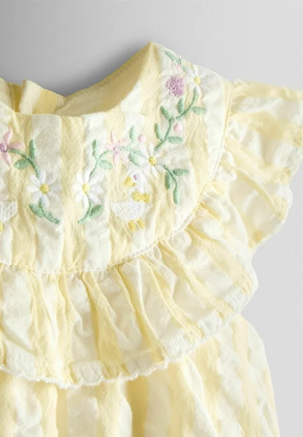Комбинезон стандартного кроя с вышитыми оборками и полосками Jojo Maman Bébé, Yellow Flower — фото 3