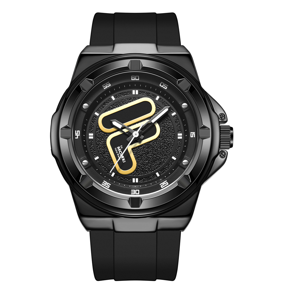 

FILA Часы Wrist Watch Quartz Movement Silicone Strap 42*46mm White Dial Unisex, Black