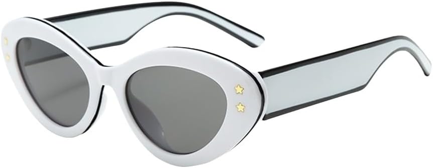 

Овальные солнцезащитные очки «кошачий глаз» для женщин, персонализированные, для поездок на работу, для активного отдыха, в стиле ретро, ​​простые солнцезащитные очки с защитой от УФ-излучения UV400 UJNHGQ, White Gray