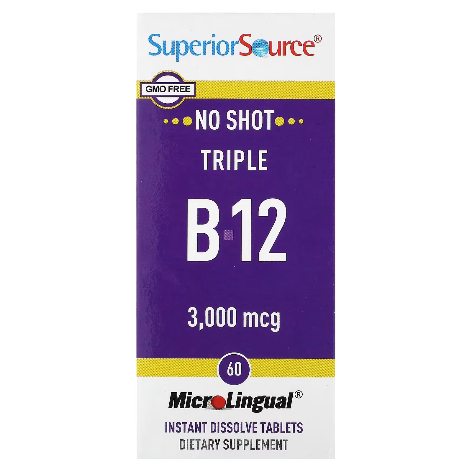 

Добавка MicroLingual Superior Source Triple B-12, 60 растворяющихся таблеток