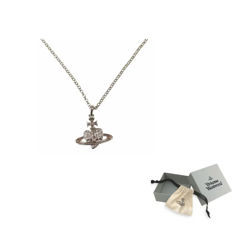 

Vivienne Westwood Серебряное ожерелье с подвеской в виде металлического обратного центростремительного Сатурна Unisex