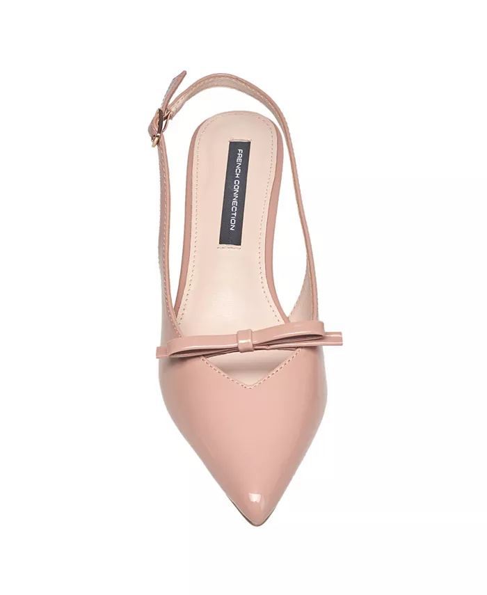Женские балетки Quinny Slingback на низком каблуке French Connection, розовый — фото 3