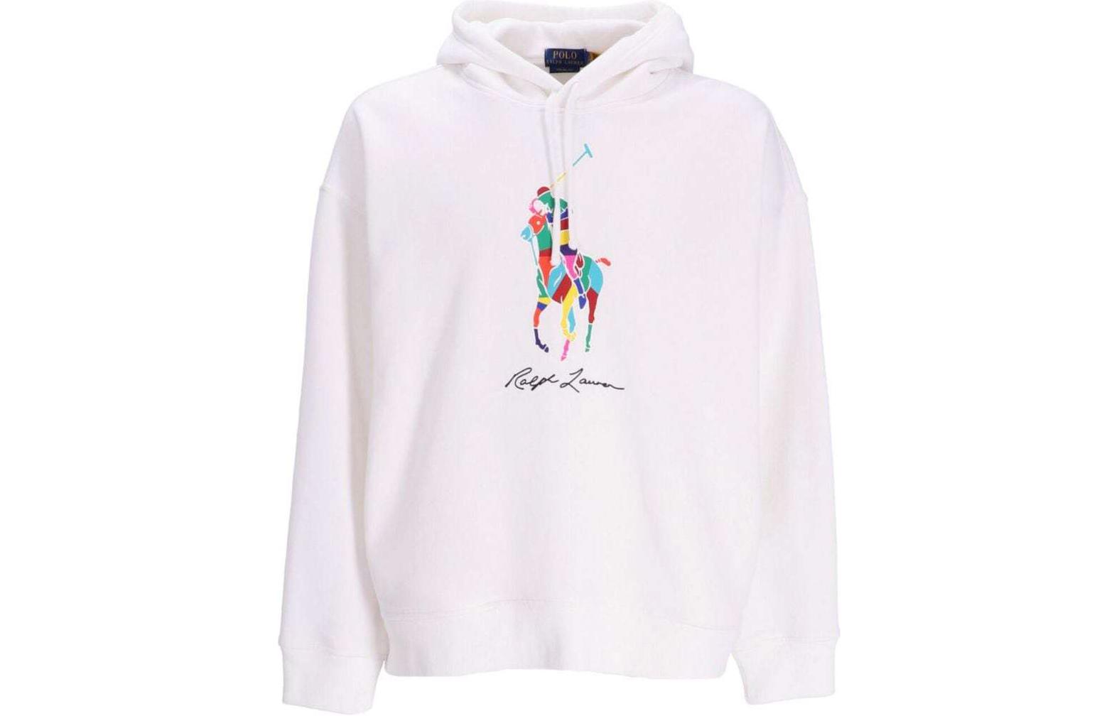 

Поло худи с пони-принтом на шнурке Polo Ralph Lauren, белый