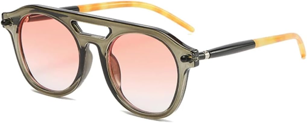 

Солнцезащитные очки для мужчин и женщин - защита UV400 - двойная перемычка, заклепки, градиентные линзы, для занятий спортом на открытом воздухе и вождения DSVIGF, Grey Pink Gradient