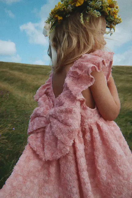 Платье мини с цветочными аппликациями Ally Flower Dress Konges Sløjd, розовый