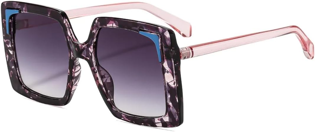 

Ретро-солнцезащитные очки с квадратной оправой и градиентным переходом цвета для женщин, модные и универсальные, для мужчин, с защитой от УФ-излучения UV400 UATXTAU, Purple Flower