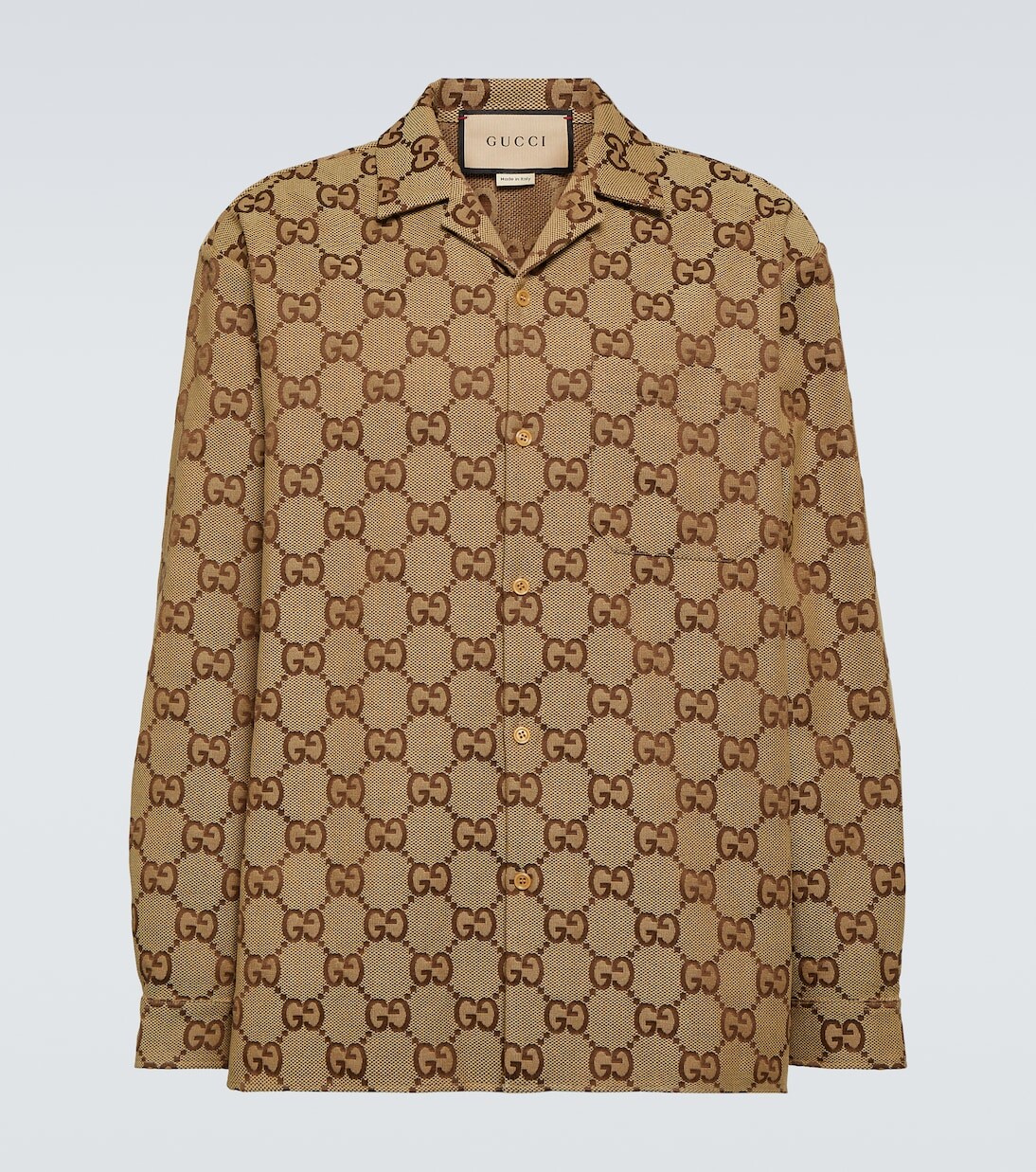 

Рубашка макси из жаккардовой парусины gg Gucci, бежевый