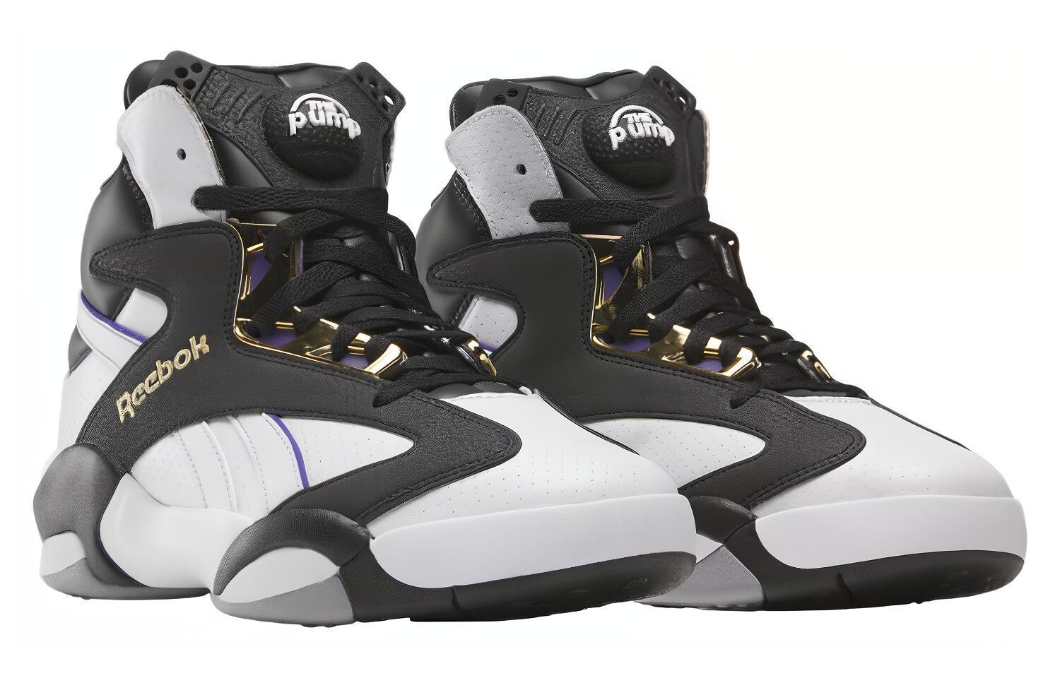 Винтажные мужские баскетбольные кроссовки Reebok Shaq Attaq, Black/White — фото 2