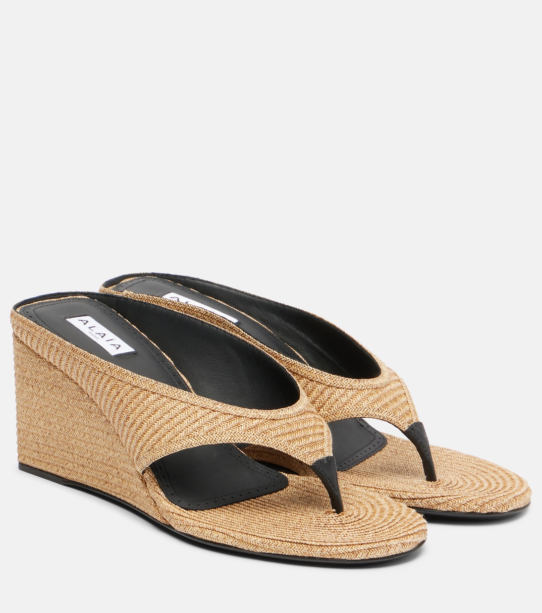Сандалии Cube 75 с плетеной танкеткой Alaïa, Naturel