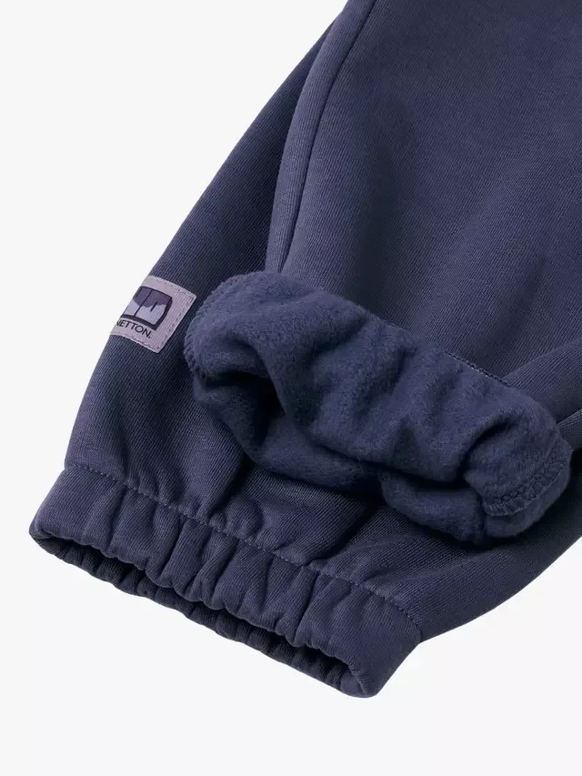 Детские спортивные брюки из мягкого флиса на шнуровке, синие Benetton — фото 3
