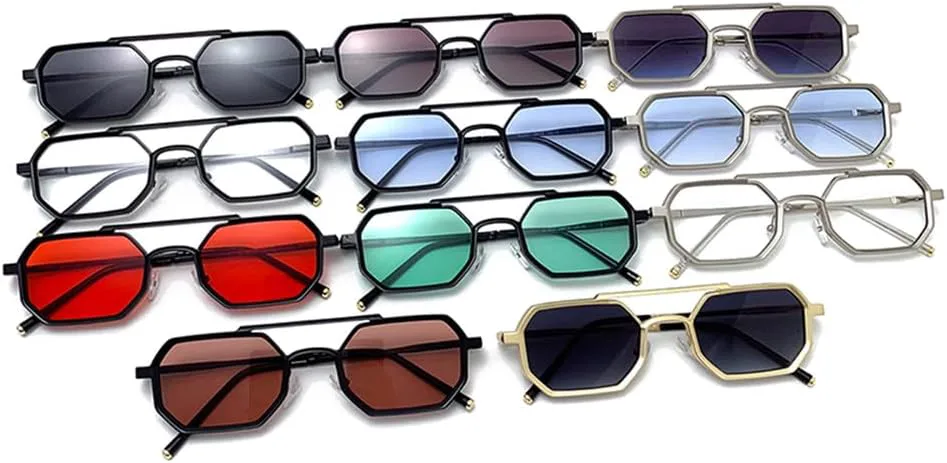 

Солнцезащитные очки с двойной перемычкой для мужчин и женщин, защита от ультрафиолета UV400, металлическая оправа, прозрачные градиентные линзы UYPTK, Black Red Tea