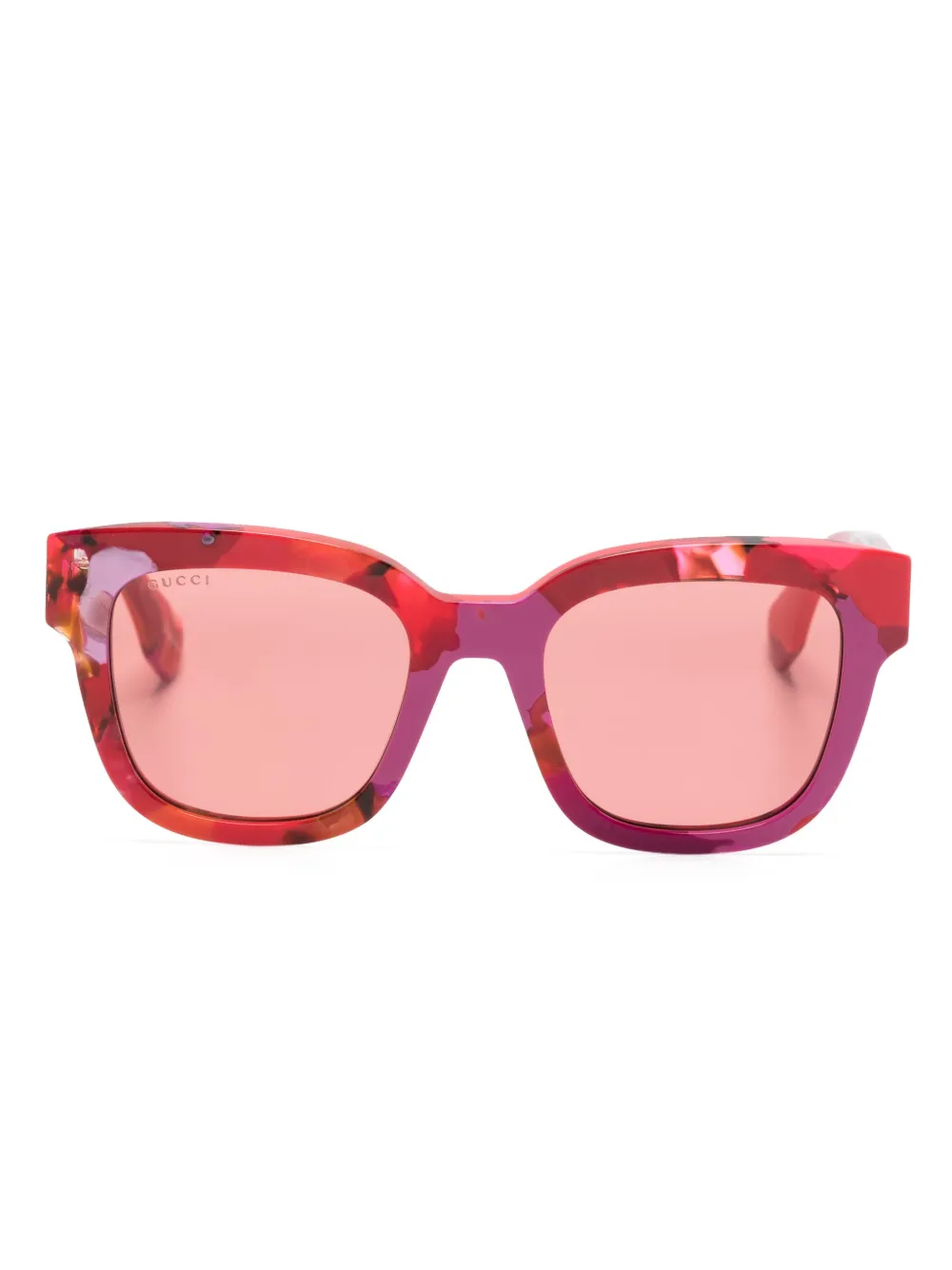 

Солнцезащитные очки в квадратной оправе черепаховой расцветки Gucci Eyewear, красный