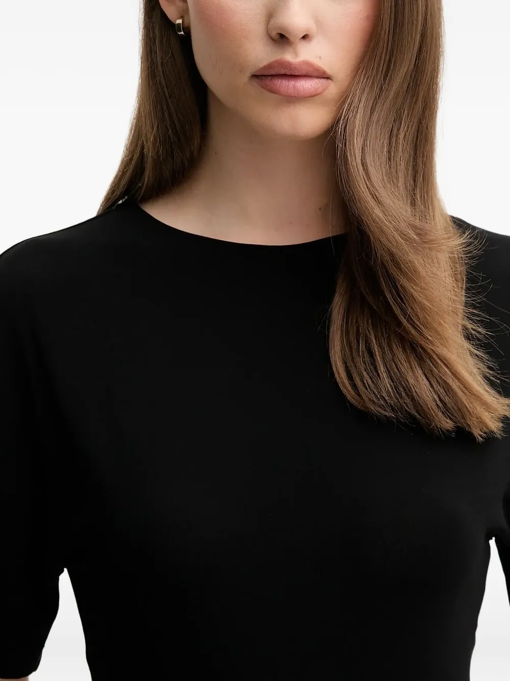 Мини-платье с короткими рукавами и драпировкой EMPORIO ARMANI, черный — фото 3