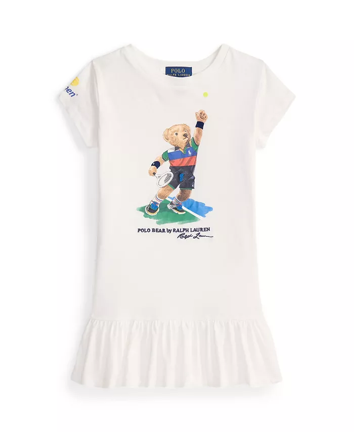 

Платье Polo Bear из хлопкового джерси для малышей и девочек на Открытом чемпионате США Polo Ralph Lauren, белый
