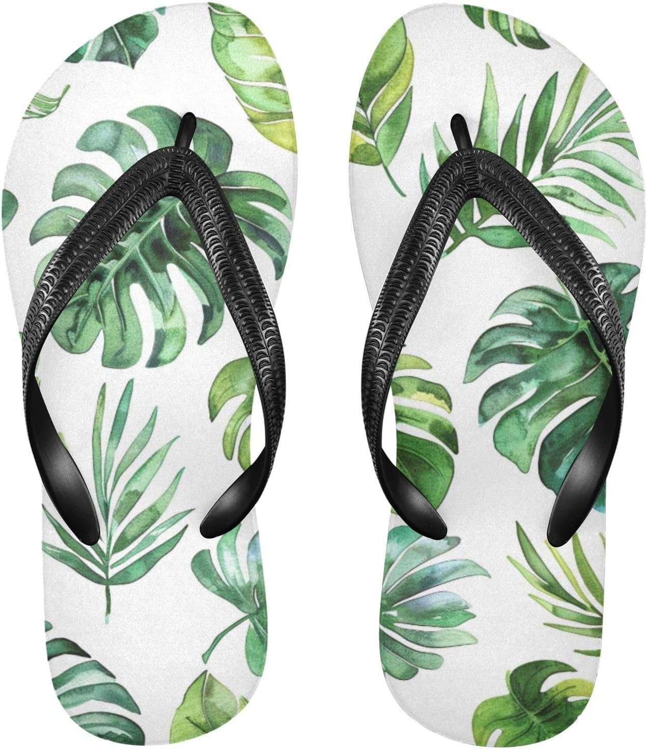 

Женские и мужские пляжные сандалии-шлепанцы Tropical Palm Flip Flop для лета, для душа Kfbe, Leaves